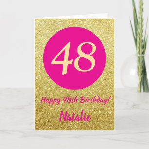 48:e Grattis på födelsedagen Shock rosa och Guld G Kort