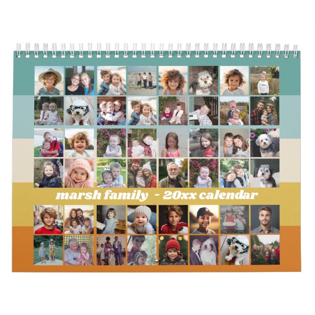 48 Foto - Retro randig färgglad familj Kalender (Omslag)
