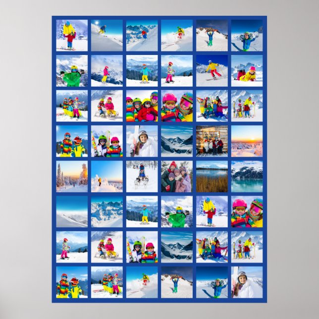 48 Foto Rutnät Kolla Blå Poster (Framsidan)
