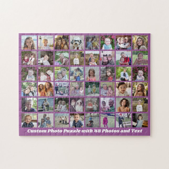 48 Fotokollage Grid - Skripttext - lila Pussel (Horisontell)