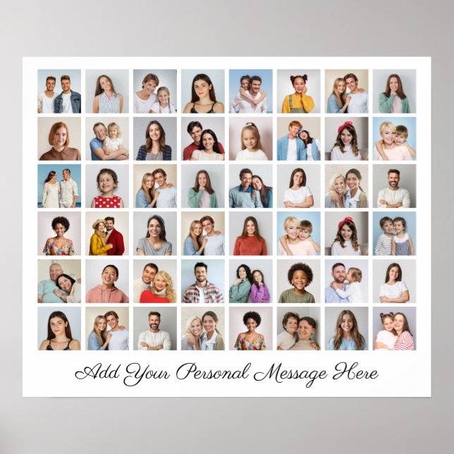48 Fotokollage Lägg till din egen hälsning  Poster (Framsidan)