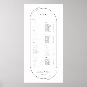 48-tums modernt sittdiagram för Oval Bröllop Poster