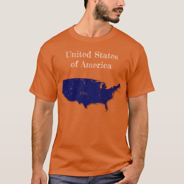 48 USA-mellanstater i Stater [marinblå design] T Shirt (Framsida)