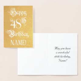48th Birthday: Elegant, Ornate Script; Custom Name Folierat Kort