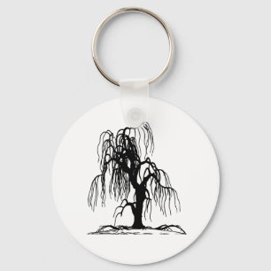 4920-KARVECKA WILLOW TRÄD BLACK SILHOUETTE GR NYCKELRING