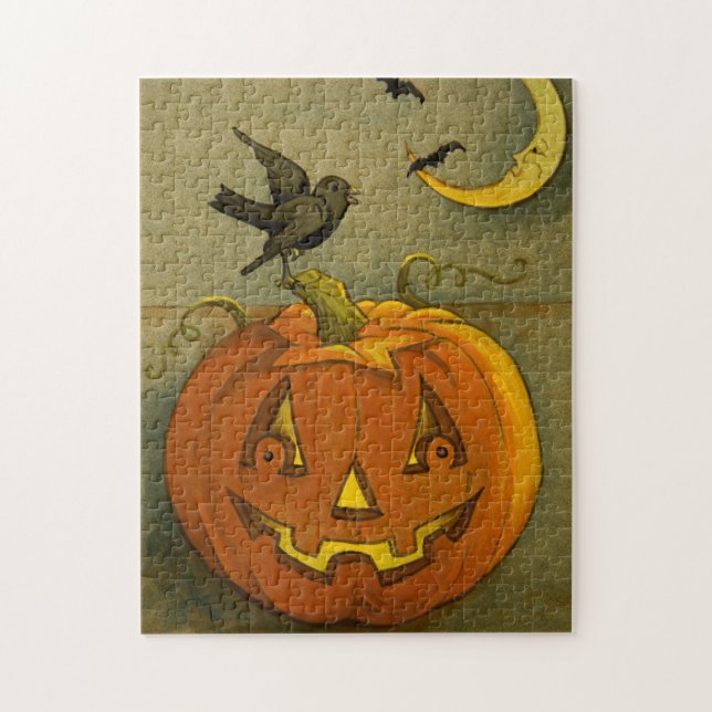 4923 Jack-o'-Lantern, Kråka & Måne Puzzle Pussel (Vertikal)