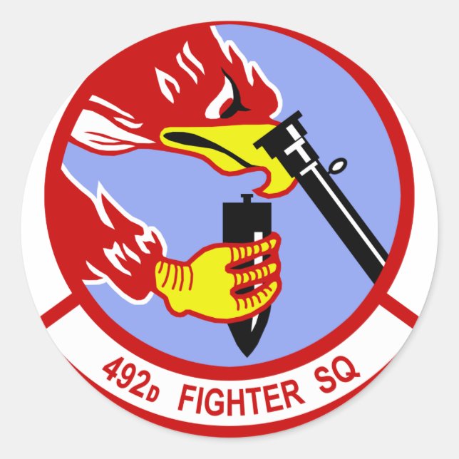 492D Fighter Squadron Runt Klistermärke (Framsida)