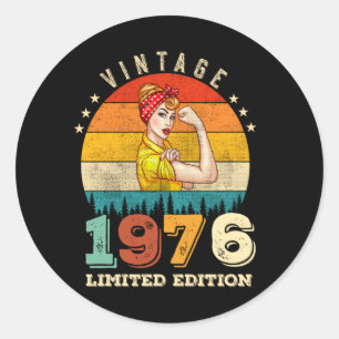 49 Ålder Bday 1976 Vintage 49:e födelsedagen Kvinn Runt Klistermärke