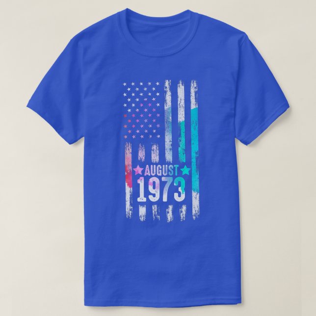 49-årig, augusti 1973 amerikansk Flagga 49:e födel T Shirt (Design framsida)