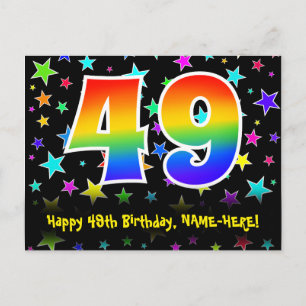 49-årsdag: Roliga stjärnor Mönster, Regnbåge 49, N Vykort