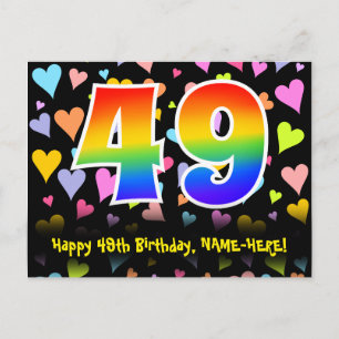 49-årsdag: Roligt hjärtmönster, regnbåge 49 Vykort