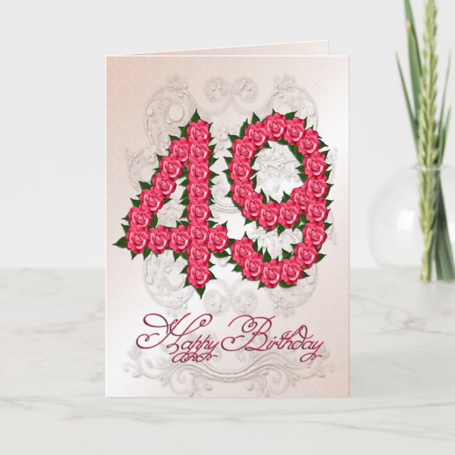 49-årsdagskort med ro och löv kort (Framsida)