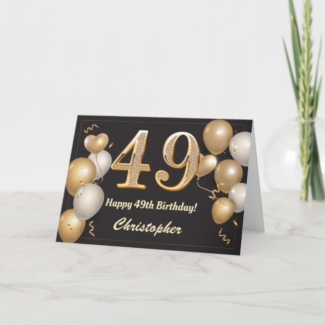 49:e födelsedag: Svart och Guld Kort (Framsida)