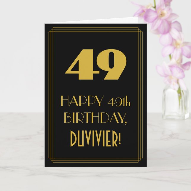 49:e födelsedagen - Art Deco Inspired Titta "49" o Kort (Orkide)