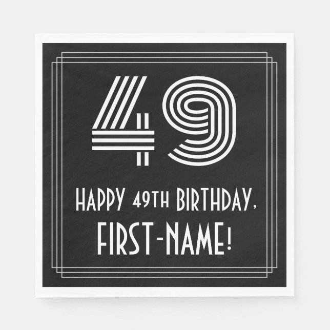49:e födelsedagen: Art Deco Inspired Titta "49" +  Pappersservett (Framsidan)