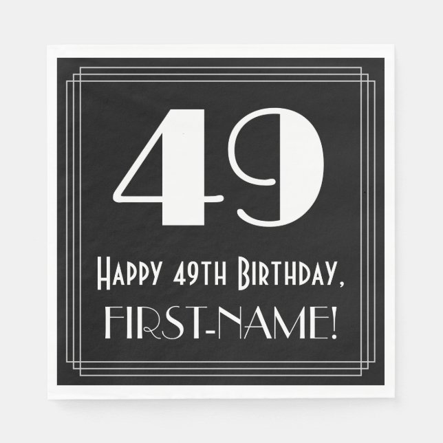 49:e födelsedagen ~ Art Deco Inspired Titta "49",  Pappersservett (Framsidan)