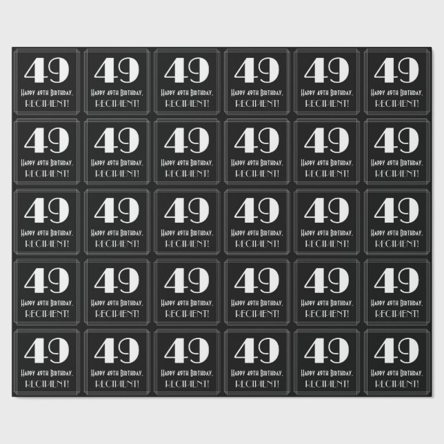 49:e födelsedagen - Art Deco Inspired Titta "49",  Presentpapper (Seam)