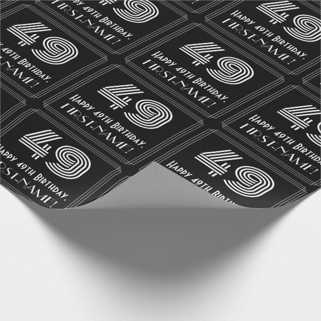 49:e födelsedagen: Art Deco Inspired Titta "49" w/ Presentpapper (Hörn)