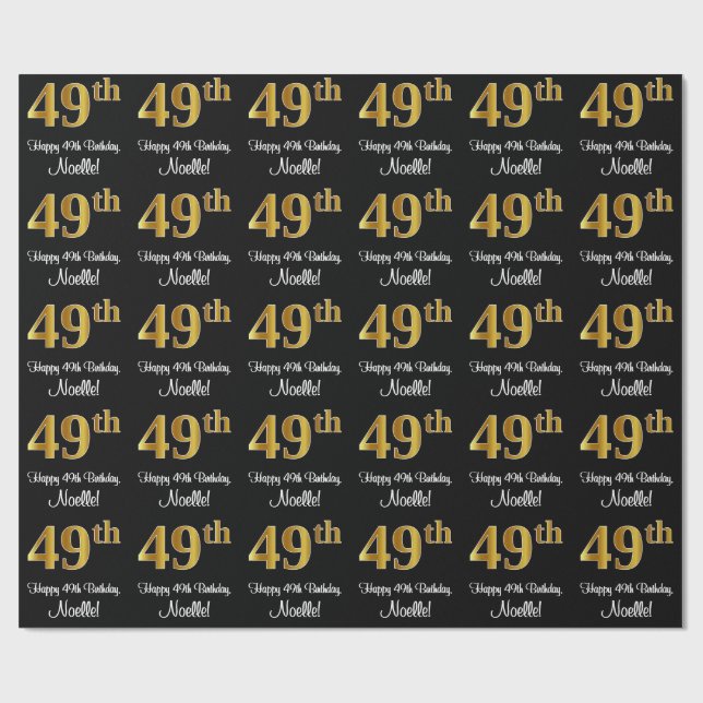 49:e födelsedagen: Elegant Luxurious Faux Guld Tit Presentpapper (Platt)