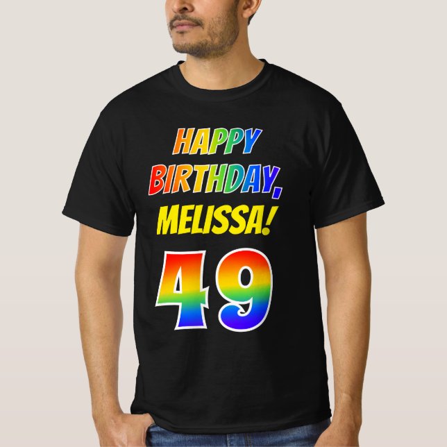 49:e födelsedagen - fetstil, Roligt, regnbåge 49,  T Shirt (Framsida)