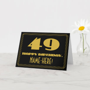 49:e födelsedagen: Namn + Art Deco Inspired (49 år Kort