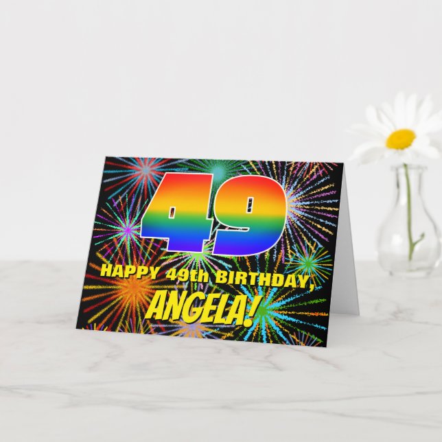 49:e födelsedagen: Roligt, färgstarka brinnande fy Kort (Liten växt)