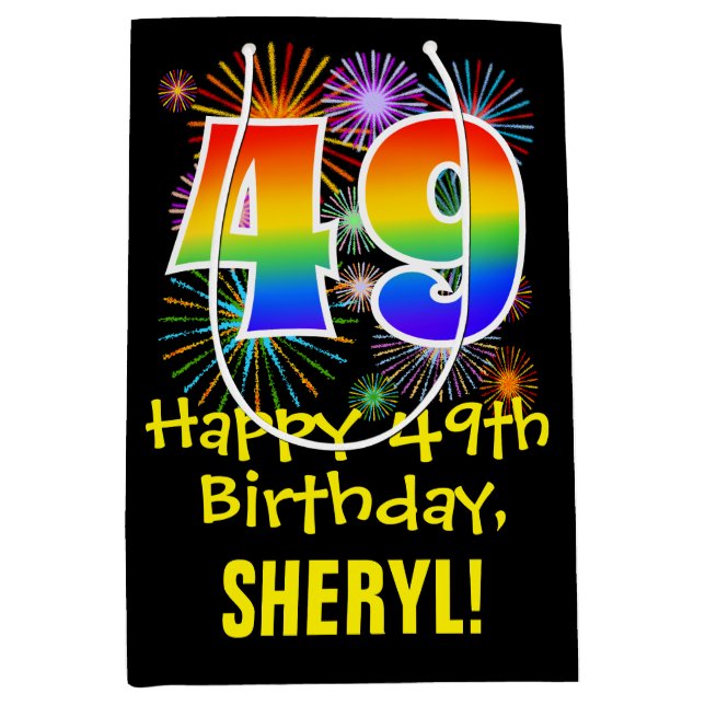 49:e födelsedagen: Roligt Fireworks Mönster + regn (Framsidan)