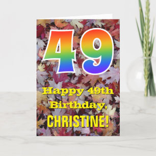 49:e födelsedagen, Rustic Höst löv, regnbåge "49" Kort