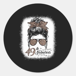 49 Fabulous Messy Bun Leopard 49th Runt Klistermärke