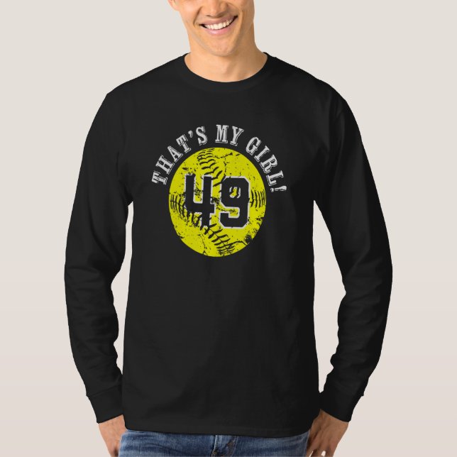 49 Mjukbollspelare som min flicka Cheer Mamma Papp T Shirt (Framsida)