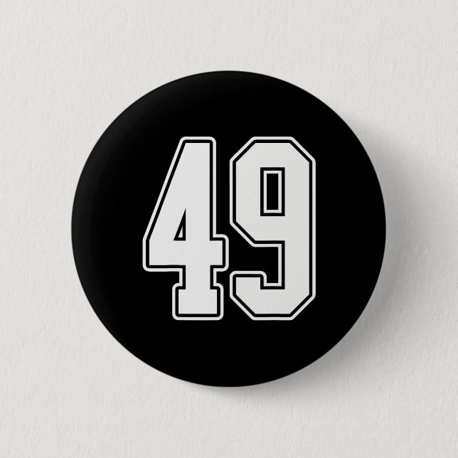 #49 Vit konturnummer 49 Sportfantast Jersey Styl Knapp (Framsida)
