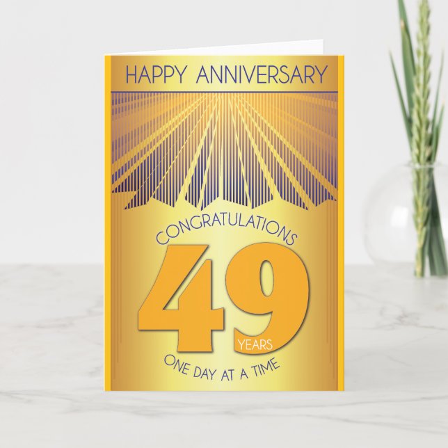 49 Year Sober Anniversary | Golden Ray 12 Step Kort (Framsida)