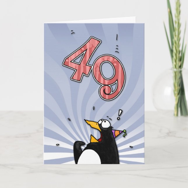 49th födelsedag - pingvinöverrrakningkort kort (Framsida)