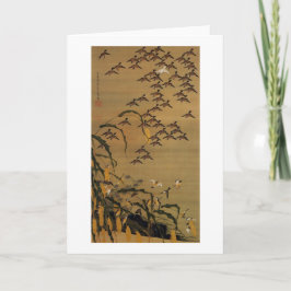 4. 秋塘群雀図 若冲flock av Sparrows, Jakuchū Kort