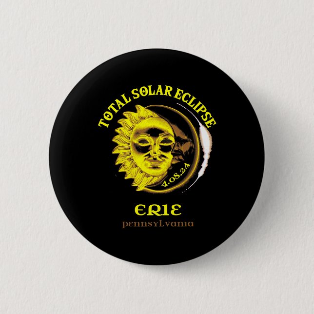 4.08.24 Totalt Solar Eclipse 2024 Erie Pennsylvani Knapp (Framsida)