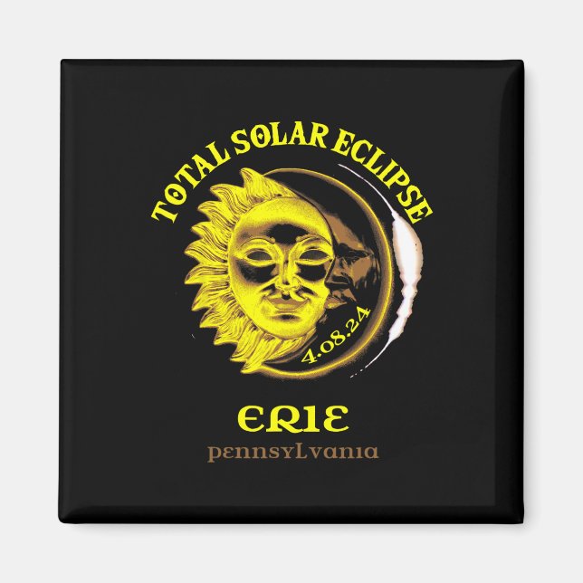 4.08.24 Totalt Solar Eclipse 2024 Erie Pennsylvani Magnet (Framsidan)