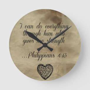 4:13 för bibelVersePhilippians Rund Klocka