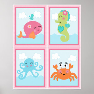 4-1 Under Sea/Rosa Whale 8x10 Nursery Art Poster