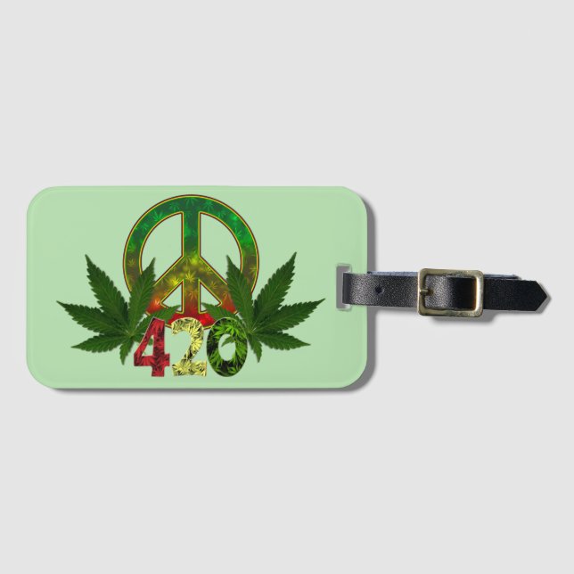 4 20 Rasta Fred Ogräs Grön Bagagebricka (Framsida horisontal)