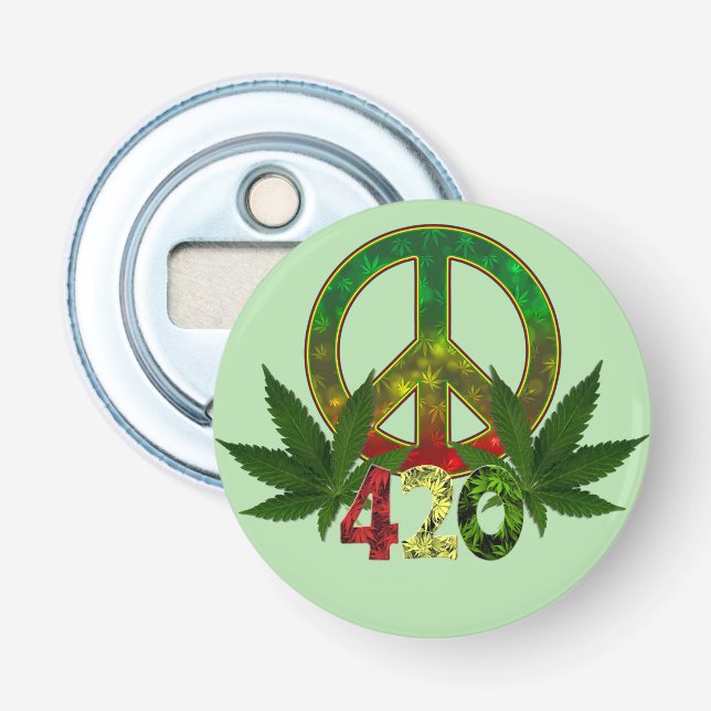 4 20 Rasta Fred Ogräs Grön Flasköppnare (Framsidan)