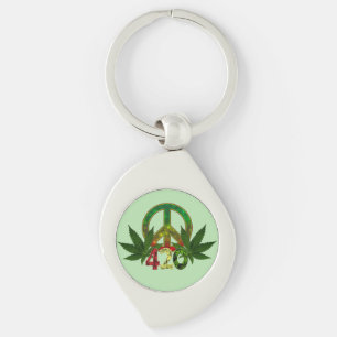 4 20 Rasta Fred Ogräs Grönt Swirl Silverfärgad Nyckelring