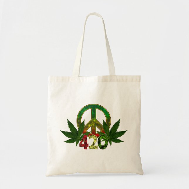 4 20 Rasta Peace Ogräs Tygkasse (Framsidan)