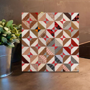4.25" Elegant lapptäcke quilt vintage mönster Kakelplatta