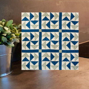 4,25-tums Blue White Pinjul Patchwork Quilt Mönste Kakelplatta