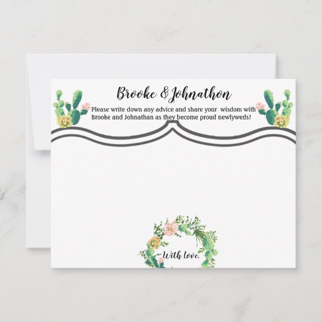 4.25x5.5 Advice Card Bohemian Cactus Succulents De Inbjudningar (Framsida)