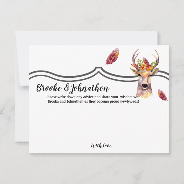 4.25x5.5 Advice Card boho hjort Buck Head Browning Inbjudningar (Framsida)