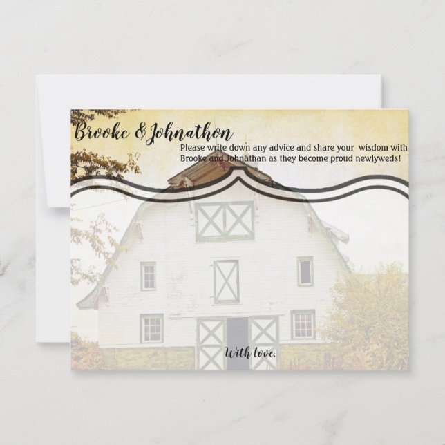 4.25x5.5 Advice Card Sunset Barn Land Rustic Fi Inbjudningar (Framsida)
