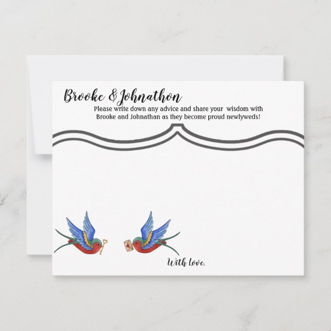4.25x5.5 Advice Card Traditional Bird Tatto Sparr Inbjudningar (Framsida)