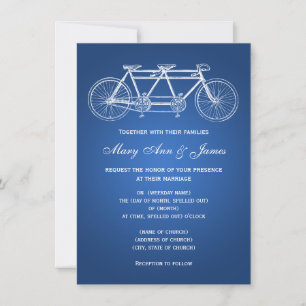 4,5 x 6,25 Simple Bröllop Tandem Bike Blue Inbjudningar