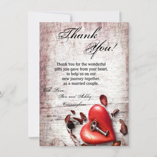 4.5x6.25 Tack för att du tog med Land Wood Nyckel  Inbjudningar (Framsida)